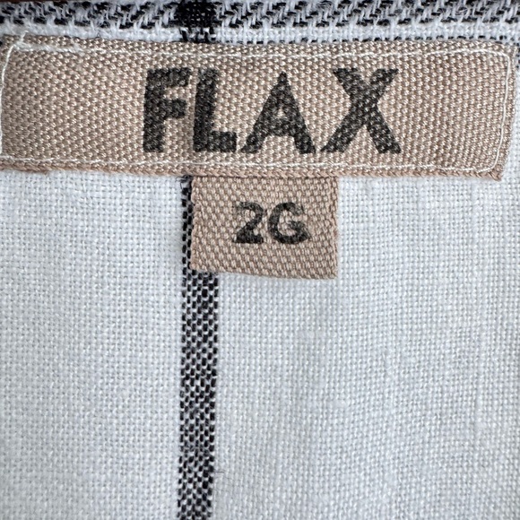 Flax 100% Linen Blouse White Black Plaid Oversize Boxy size 2G 22 - 24 Plus - Picture 3 of 9
